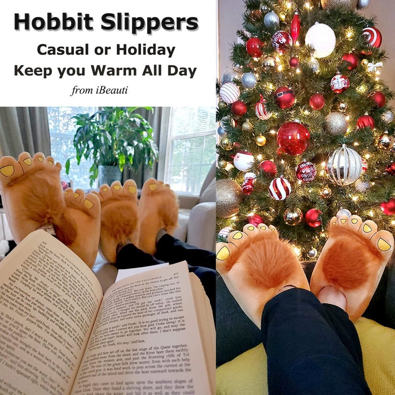 Ibeauti Womens Furry Monster Adventure Slippers, Comfortable Novelty Warm Winter Hobbit Feet Costume Gift Slippers for Teens Adults - Image 3